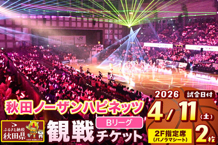 秋田ノーザンハピネッツ観戦チケット(4月11日)パノラマシート(2F指定) ペア