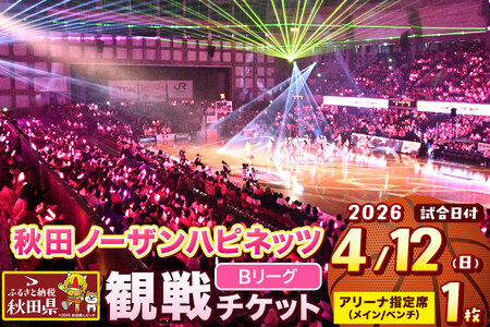 秋田ノーザンハピネッツ観戦チケット(4月12日)アリーナ指定席(メイン/ベンチ)