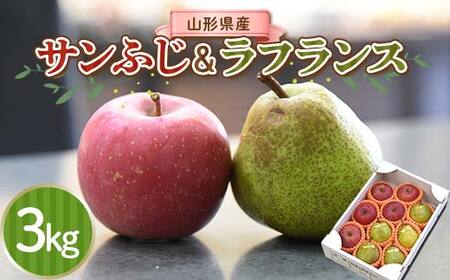りんご サンふじ & 洋なし ラ・フランス セット 3kg 秀品 ギフト箱入り 山形県産 [令和8年度 先行予約]