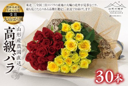 《山形の極み》山形県産 農園直送高級バラ 30本 F2Y-1976