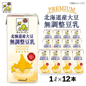 キッコーマンソイフーズ　北海道産大豆 無調整豆乳 1L×12本【配送不可地域：離島・沖縄県】【1389467】