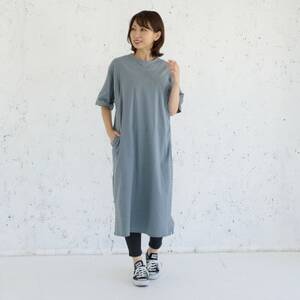 マタニティから使えるモーハウスの授乳服 シンプルワンピース(ブルーグレー)_装飾品・工芸品 女性・レディース 洋服 _[配送不可地域:離島・沖縄県]