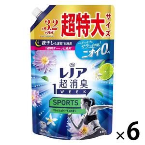 レノア超消臭　1weekSPORTS　フレッシュシトラスの香り　つめかえ用超特大サイズ゛　1,280ml×6個セット