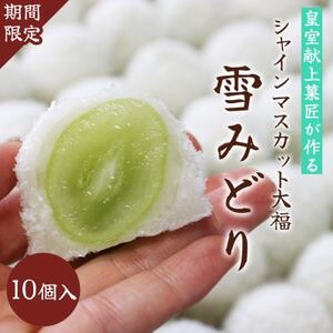 [2026年発送]シャインマスカットが丸ごと1粒入った ぶどう大福「雪みどり」10個[配送不可地域:離島]