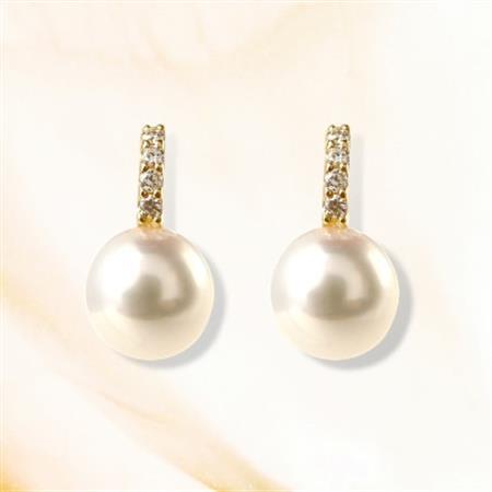 K18YGアコヤ真珠ダイヤモンドピアス N16[配送不可地域:離島・沖縄県]