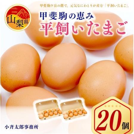 甲斐駒の恵み・着色料無添加の平飼いたまご20個【配送不可地域：離島】【1226019】