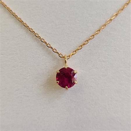 [宝石の街 山梨甲府]K18ピンクゴールド ビルマ産ラウンドルビー(0.25ctUP)ペンダント[配送不可地域:離島・沖縄県]