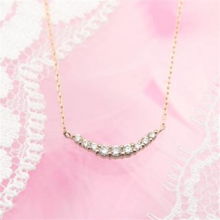 K18PG 0.10ctダイヤモンド　アーチペンダントネックレス　HH018404【配送不可地域：離島・沖縄県】【1387335】