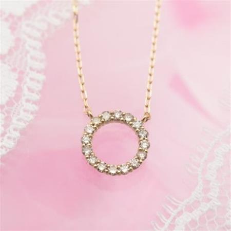 K18 0.2ctダイヤモンド サークルペンダントネックレス HH019119[配送不可地域:離島・沖縄県]