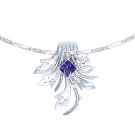 Pt/PG アメジスト/ダイヤモンドネックレス(バッカス)[配送不可地域:離島・沖縄県]