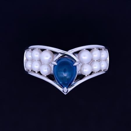 [11.5号]Pt サファイア 湖水パール シャワーリング[配送不可地域:離島・沖縄県]