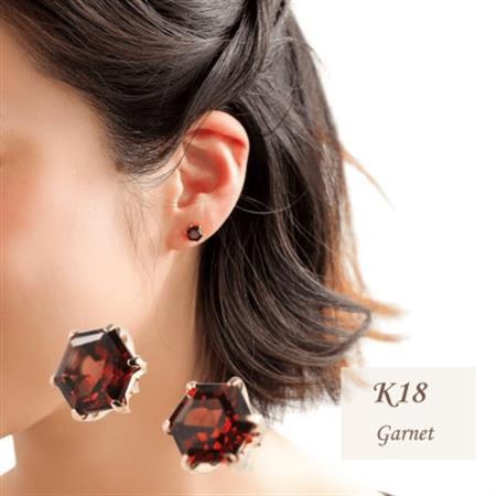 【山梨県】【ジュエリー】K18 Garnet Hexa/ガーネット ヘキサ ピアス【配送不可地域：離島・沖縄県】【1605875】