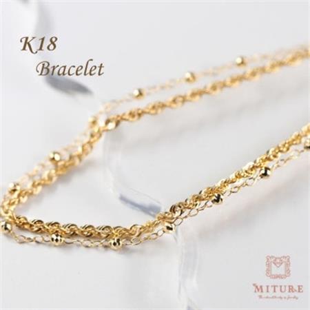 【山梨県】【ジュエリー】K18 shiny rope/シャイニーロープ 2連ブレスレット【配送不可地域：離島・沖縄県】【1608875】