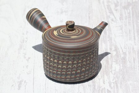 常滑焼 陶仙窯 練込切立型急須 セラメッシュ(陶製茶こし)