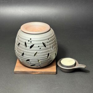石龍 黒鉄色華花茶香炉 6-472|伝統工芸品 工芸品 常滑焼 日本六古窯 お香 アロマ 丸よ小泉 日本製 愛知県 常滑市