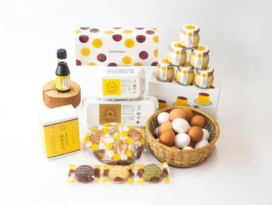 ココテラスの紅白たまごとスイーツの詰め合わせセット│明日(赤たまご) 朝日(白たまご) しあわせプリン ココテラスの米たまご専用醤油 カステラ マドレーヌ クッキー