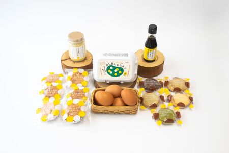 放し飼い米たまごのギフトセットA|放し飼い米たまご マドレーヌ クッキー マヨネーズ たまご専用醤油