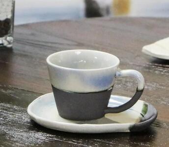 信楽焼 ブルーベリーコーヒーカップ＆ソーサー 陶器