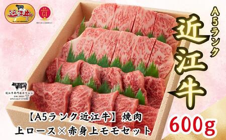 [A5ランク近江牛]焼肉用 上ロース×赤身上モモセット(600g)