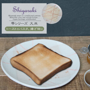 信楽焼 陶器製 雫シリーズ 変形白皿桃雫大皿 パスタ皿