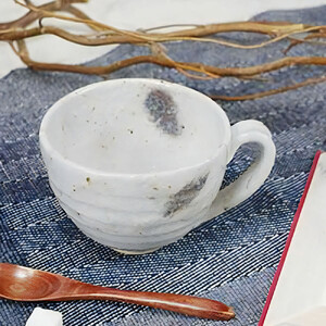 信楽焼 陶器製 丸型スープカップ (雪結晶)