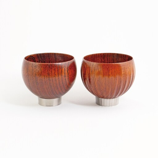 手作り 漆器 × 金属 sukuf clear brown ペア 湯呑 ぐいのみ 小鉢 天然木 本漆 伝統工芸 ぐい呑み ぐい飲み 酒器