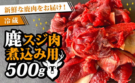 鹿スジ肉煮込み用 500g 鹿肉 鹿 冷蔵 生ジビエ 生肉 煮込み シチュー カレー ヘルシー あっさり 食べやすい 美味しい 肉 臭くないジビエ ジビエ初心者 生食不可 ふるさと納税 ふるさと納税ジビエ 美味しい 京都府 笠置町