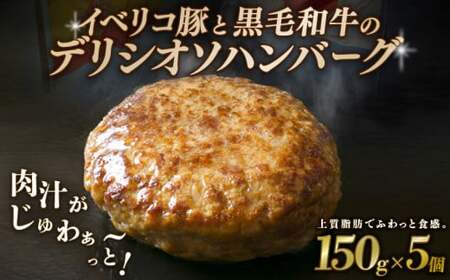 黒毛和牛×イベリコ豚ハンバーグ「デリシオソ ハンバーグ」150g×5個 (冷凍ハンバーグ 湯煎ハンバーグ ハンバーグ牛肉 和牛ハンバーグ 国産牛ハンバーグ)