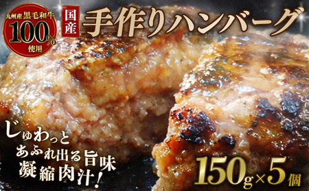 黒毛和牛ハンバーグ 150g×5個（冷凍ハンバーグ 湯煎ハンバーグ ハンバーグ牛肉 和牛ハンバーグ 国産牛ハンバーグ)