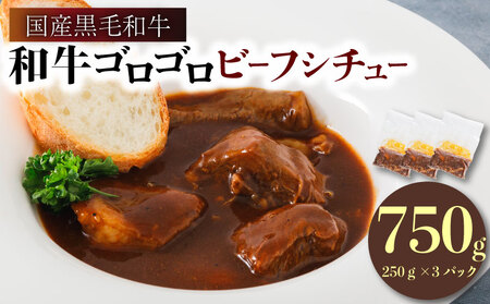 和牛ゴロゴロビーフシチュー 国産黒毛和牛使用 750g 250g × 3袋 和牛ビーフシチュー 黒毛和牛ビーフシチュー 小分けビーフシチュー お肉ゴロゴロビーフシチュー