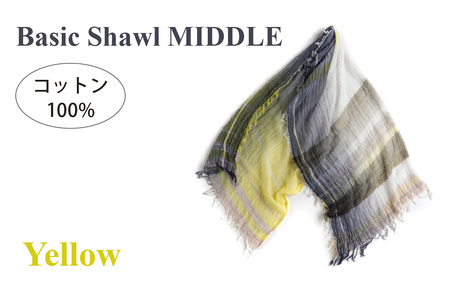 basic shawl cotton MIDDLE Yellow[ コットン ショール 天然素材 ファッション 羽 軽量 伝統 繊維 播州織 ものづくり やわらかい]