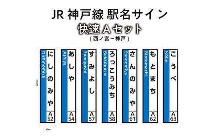 JR神戸線 駅名サイン 快速Aセット 西ノ宮〜神戸 [ふるさと納税限定販売]