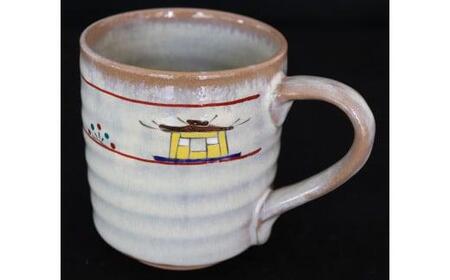 赤膚焼 奈良絵マグカップ 奈良県伝統工芸士 大塩昭山作