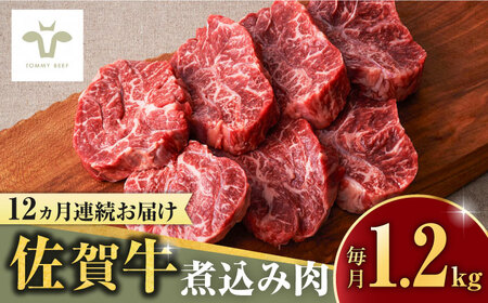 [レビューキャンペーン実施中][牧場直送][全12回定期便]佐賀牛煮込み肉 計14.4kg(400g×3パック×12回) 佐賀県/有限会社佐賀セントラル牧場[41ASAA175]