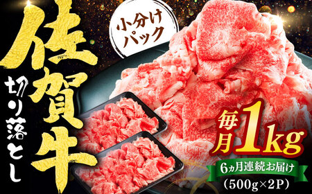【全6回定期便】佐賀牛切り落とし 計6kg（500g×2P×6回）/  切り落とし 切り落とし 切り落とし 切り落とし 切り落とし 切り落とし 切り落とし / 佐賀県 / ヤマサン食品 [41ADAA006]