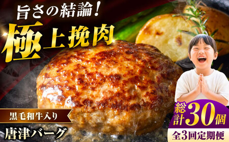 [全3回定期便] 唐津バーグ 計4.2kg(140g×10個×3回) / ハンバーグ / 佐賀県 / いきや食品 