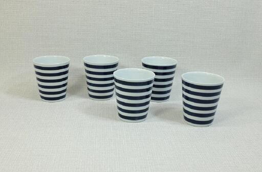 【AB583】【波佐見焼】es cup ボーダー BU〈M〉【西海陶器】5　42245
