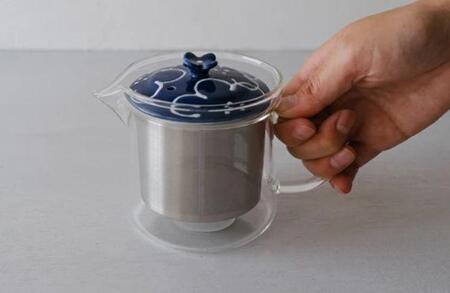 [AB755][波佐見焼]435mlポット型急須 花紋(紺・小) [西海陶器] 1 20494