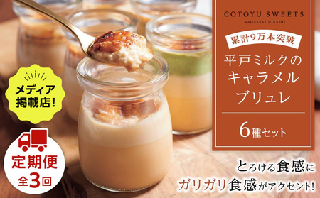 [定期便/全3回]平戸ミルクの キャラメル ブリュレ 6種セット / 心優?Cotoyu Sweets?