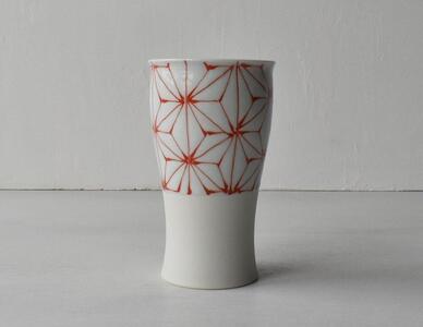 [AB1020][波佐見焼]満水400mlスマートカップ 麻の葉赤 [西海陶器]1 20464