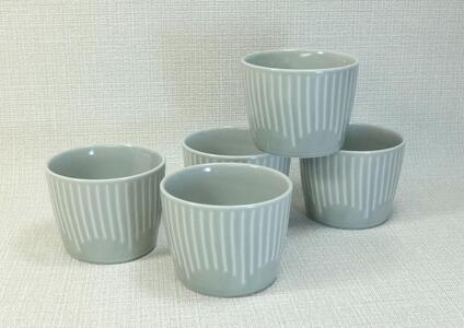 [AB1086][波佐見焼]225mlのカップ5個組 花ふわりグレー [西海陶器] 5 30593