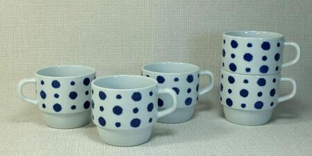 [AB1132][波佐見焼]満水275ml重なり抜群マグ5個組 水玉 [西海陶器] 5 32543