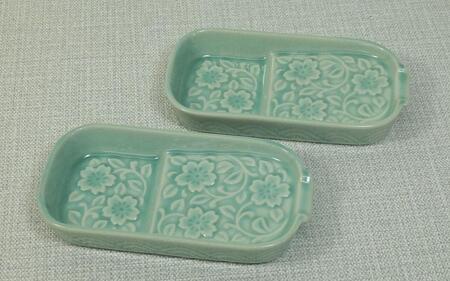 [AB1174][波佐見焼]減塩皿2枚組更紗模様セラドン [西海陶器]2 10283