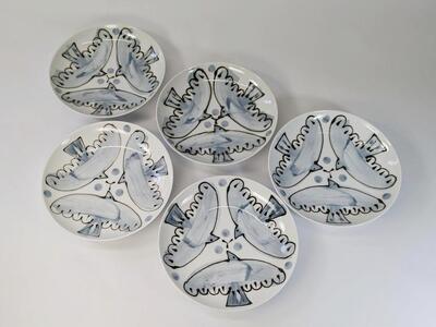 [波佐見焼] 15cm手描きのお皿5枚組 エル・GR・M [西海陶器]5 20454