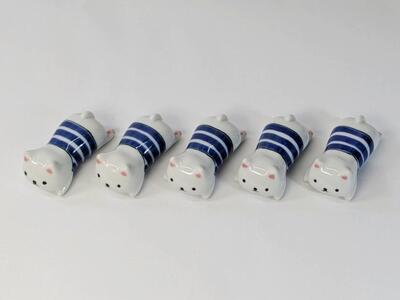 [波佐見焼]箸置き5個組 CAT青 [西海陶器] 5 20800