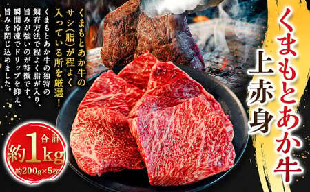 くまもとあか牛上赤身 約200g×5枚 (計約1kg) あか牛 赤牛 褐牛 褐毛和種 和牛 上赤身 赤身 牛肉 ビーフ お肉 肉 おかず 惣菜 総菜 九州 熊本県 冷凍