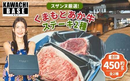 スザンヌ厳選! 「くまもとあか牛」 サーロインステーキ 250g 特選ヒレステーキ 200g (計450g) / あか牛 褐毛和種 和牛 牛肉 お肉 肉 サーロイン ヒレ ステーキ スザンヌ 九州 熊本県 冷凍