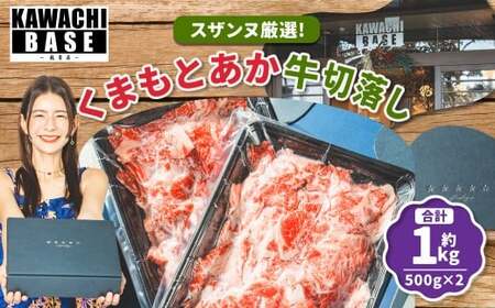 スザンヌ厳選! 「くまもとあか牛」 切落し 1kg (500g×2個) / あか牛 褐毛和種 和牛 牛肉 お肉 肉 切り落とし スザンヌ 九州 熊本県 冷凍