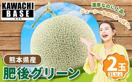 熊本県産肥後グリーン 2玉 3L以上 メロン 果肉 贅沢 国産 果物 くだもの フルーツ [2026年5月下旬発送開始]