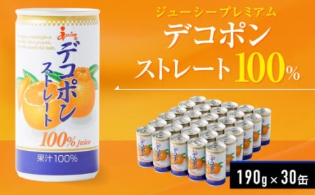 ジューシープレミアム デコポンストレート100% 190g×30缶 ジュース ケース